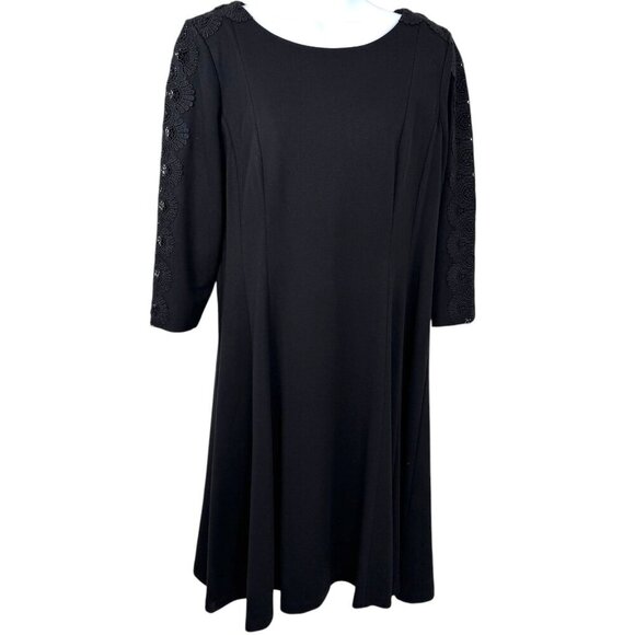 Talbots Career Midi Dress Black Lace Cut Out Sleeves Evening Cocktail Size 12P - Picture 1 of 9